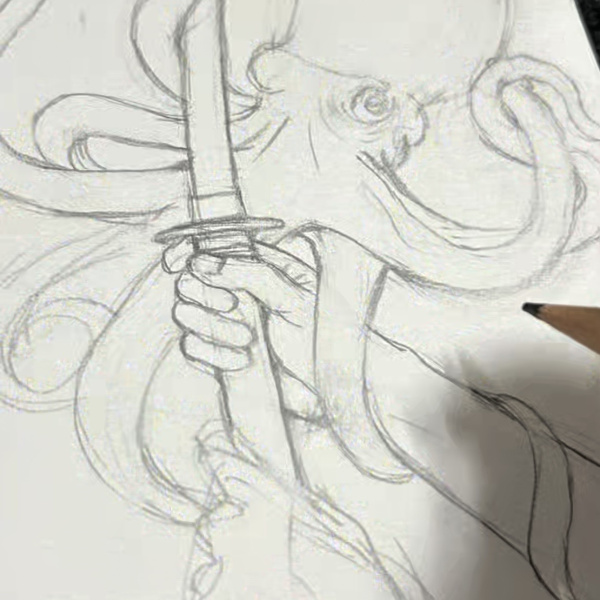 rough sketch of an octopus