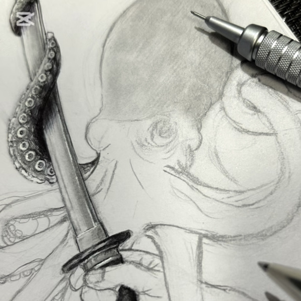 illustration of an octopus - work in process 1
